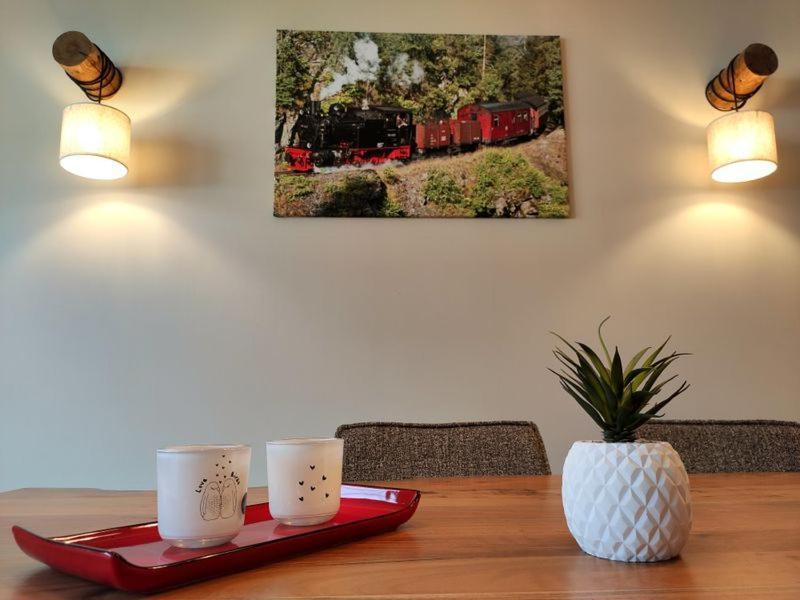 Ferienhaus Blaue Blume mit 11 kW Ladestation, Kamin, Terrasse, eingezäuntem Garten, WLAN, Netflix, Hunde willkommen! Güntersberge Exterior foto